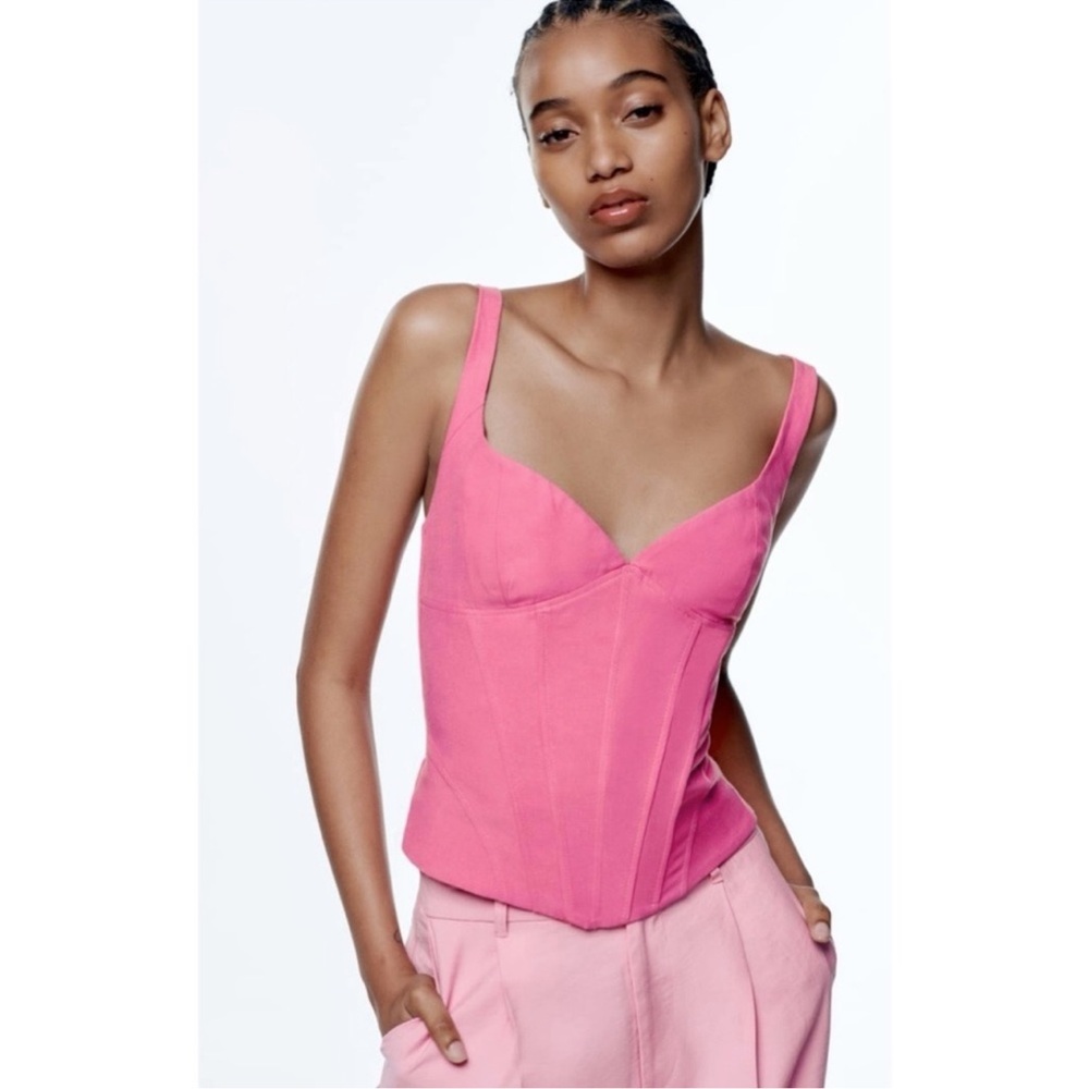 Zara Pink Corset Elegant Pink Women's Top